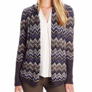 Nic + Zoe Chevron Striped Knit Open Cardigan